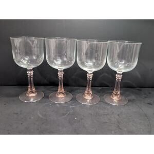 Cristal D'Arques Durand Blush Pink Wine Glasses, French Stemware, Set of 4, 8 Oz
